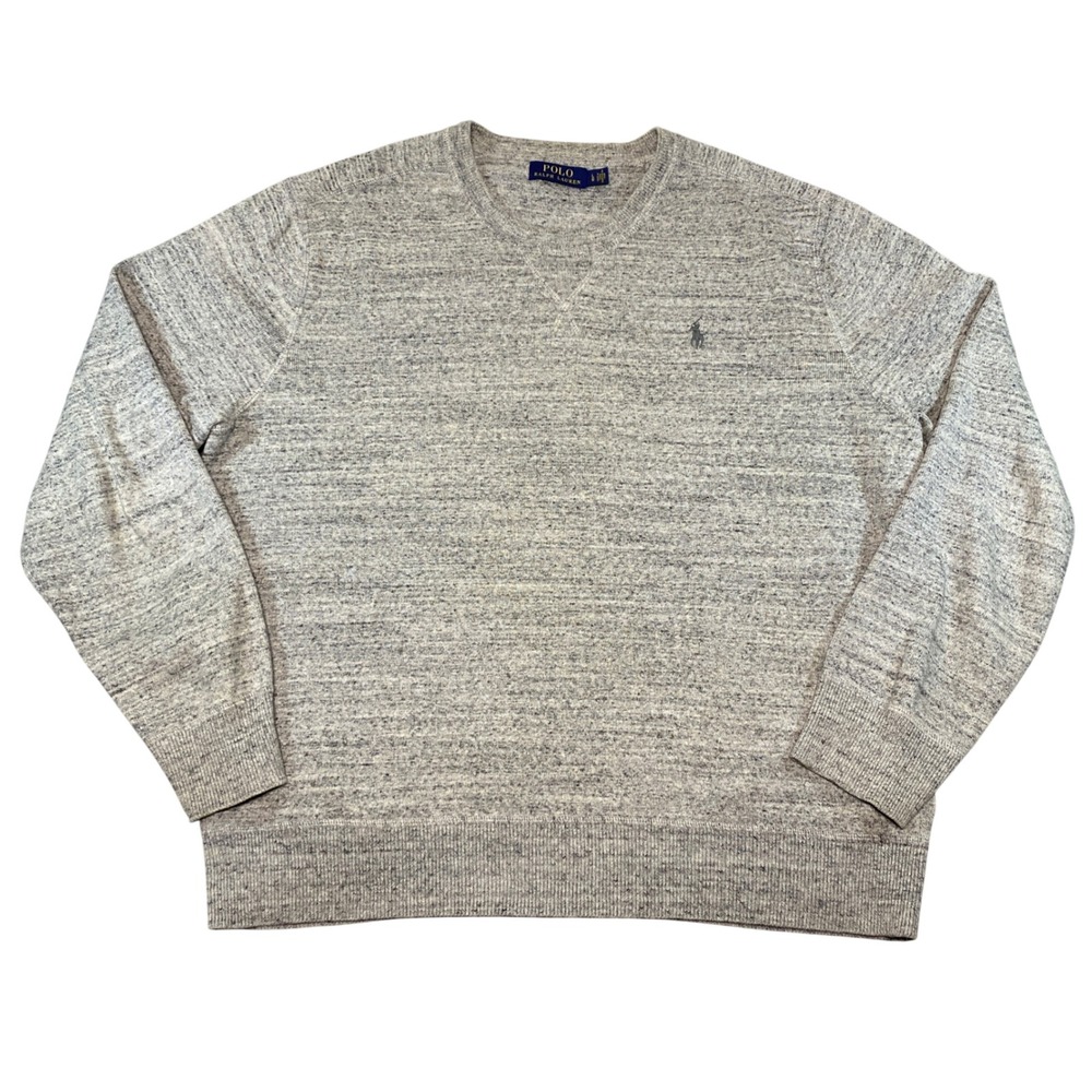 Polo Ralph Lauren Mens Grey‎ Heather Cotton Knit Crewneck Sweater Large